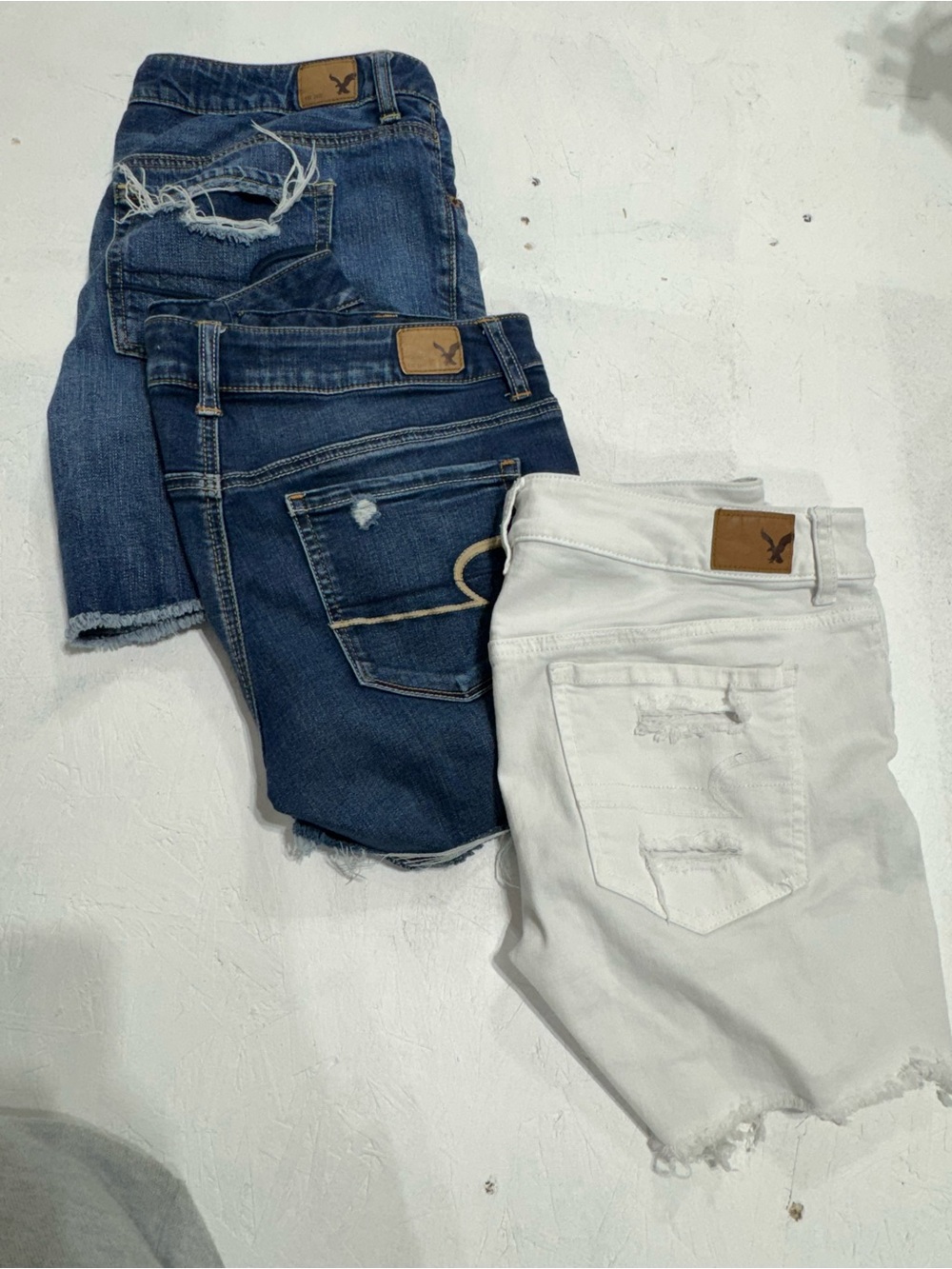 American Eagle Outfitters Women’s Denim Shorts Trio - Blue & White